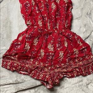 Red flowered romper